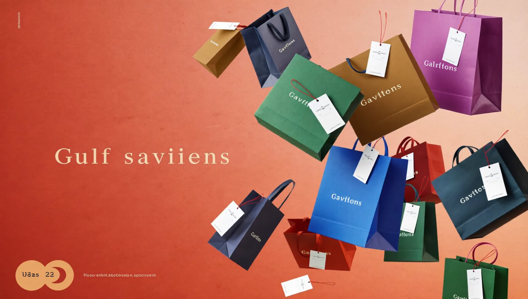 Shopping bags and gift boxes on a warm gradient